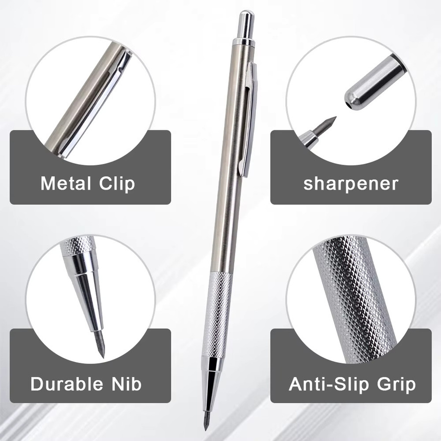 MROOFUL Druckbleistift-Set für Kunst und Zeichnen, 2 Boxen, Silber, HB Graphit - Bild 2