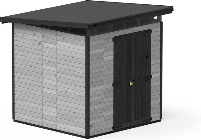 UPYARD Holz-Gartenhaus Strongbox XL Grau mit Pultdach, lasiert, B/T/H: 190 x 76 x 230 cm - Bild 1