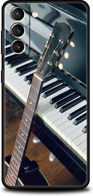Handyhülle mit Musikinstrument-Design Gitarre und Klavier für Samsung Galaxy S24 S23 S22 S21 S20 S10 S9 Ultra 5G in Schwarz und Mehrfarbig - Bild 1