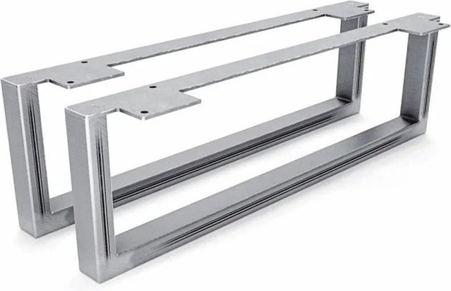 HEVVA Möbelfüße GRAZ 2er Set aus Rohstahl in Silber Matt, Höhe: 15 cm, Tiefe: 50 cm - Bild 1