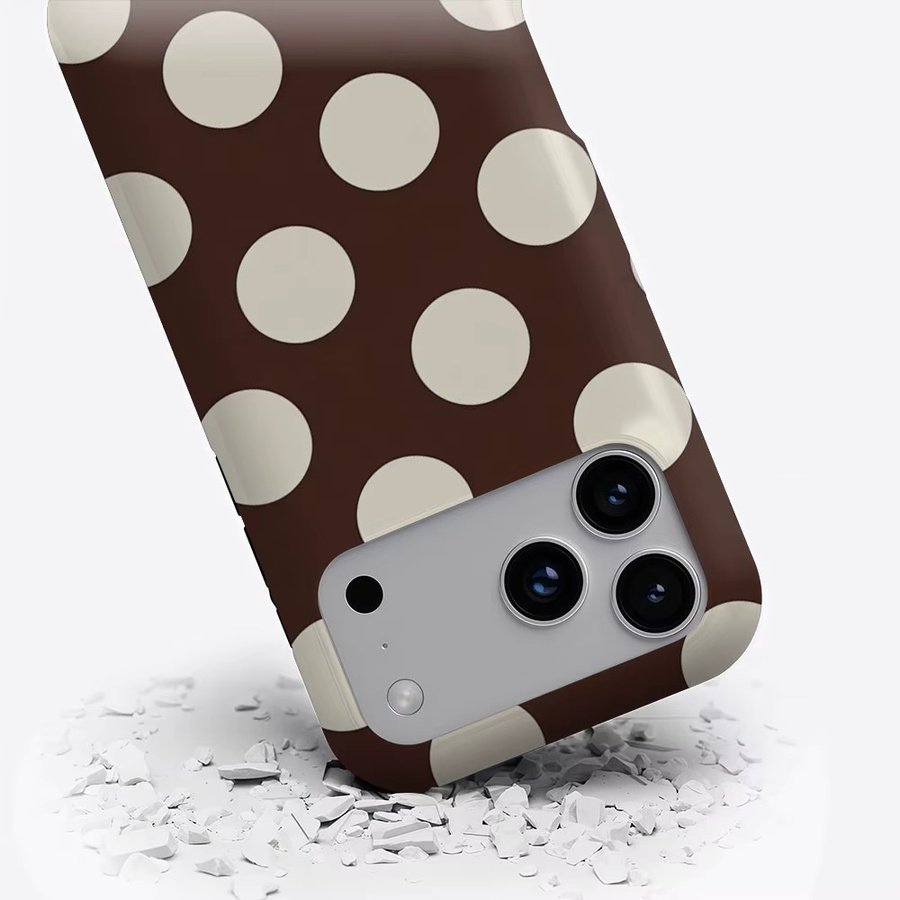 Aurbe 2-in-1 MagSafe Hülle mit mattem Film für iPhone 17 16 15 14 Plus Pro Max, stoßfeste Hartschale, Braun und Creme Polka Dots - Bild 3