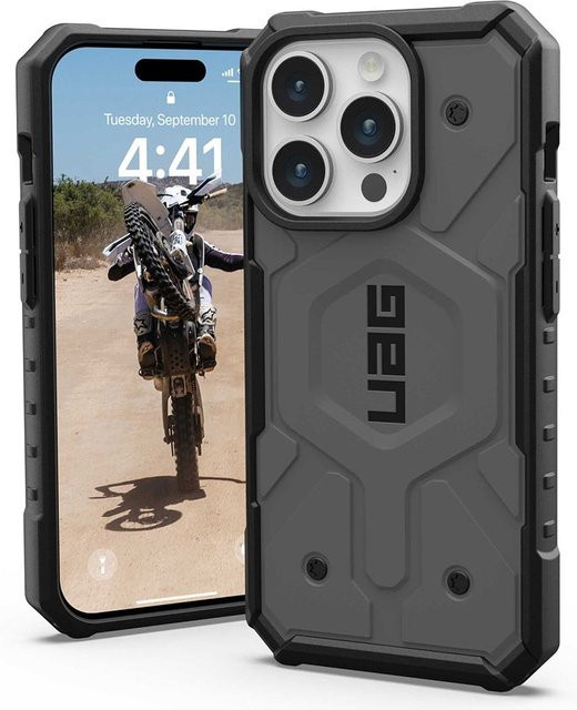 Urban Armor Gear Pathfinder MagSafe Schutzhülle für Apple iPhone 15 Pro in Silber - Bild 1