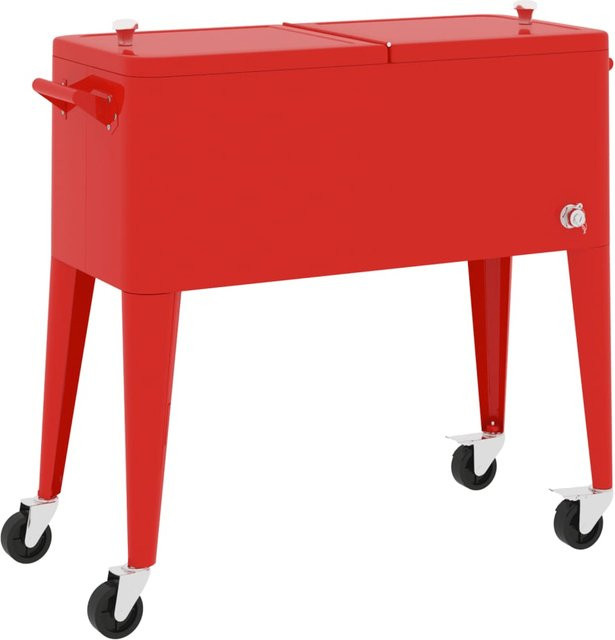 Rote Kühlbox auf Rädern von VD Home Furnishing, B/T/H: 92 x 43 x 89 cm - Bild 1