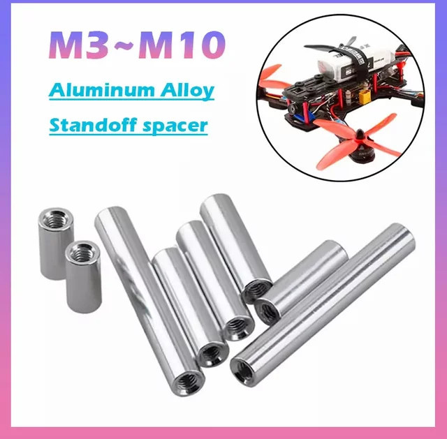 5 Stück Yiqianyuan Aluminium Abstandshalter Rundgewindehülsen in Silber, Verbindungsstücke für M2 M3 M4 M5 M6 M8 M10 - Bild 1