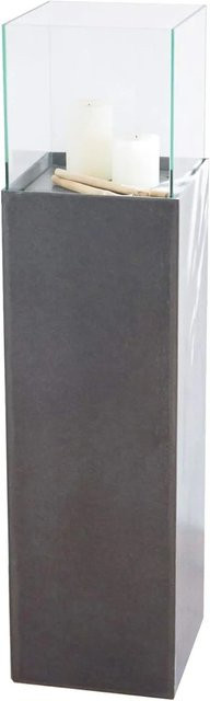 Vivanno Windlichtsäule Candela aus Fiberzement in Anthrazit, B/T/H: 25 x 25 x 100 cm - Bild 1