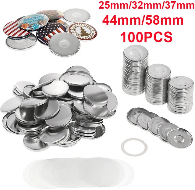 100 Stück Magnet Kühlschrank Button Zubehör Set für Abzeichen Maker in den Größen 25mm, 32mm, 44mm und 58mm aus Metall - Bild 1