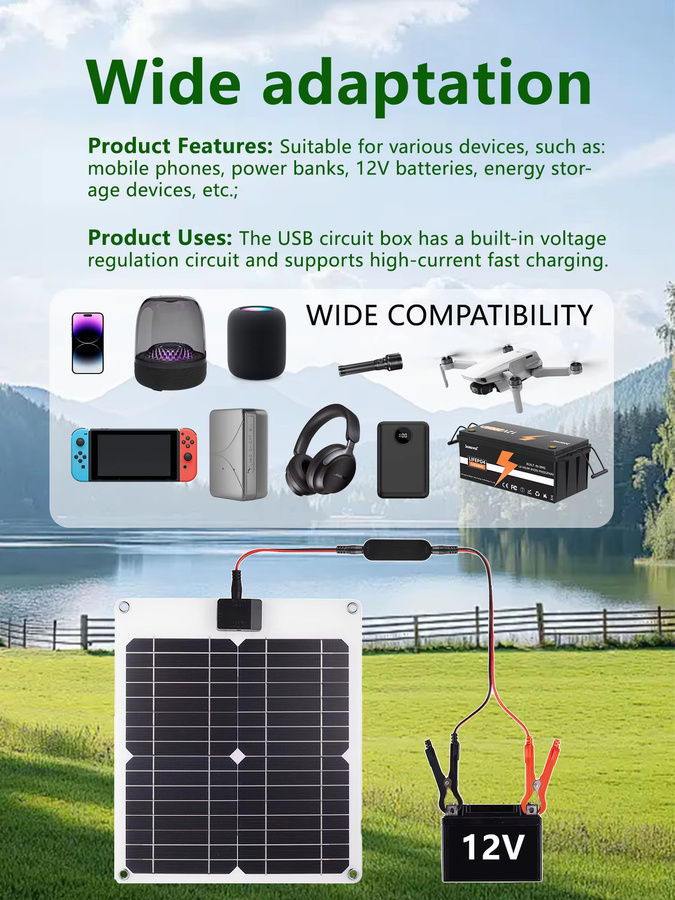 ElEGEEK Flexibles Solarpanel mit Controller, 18W Poly-Solarpanel für USB-A und 12V-Batterie, Camping-Ladegerät in Schwarz oder Weiß - Bild 2