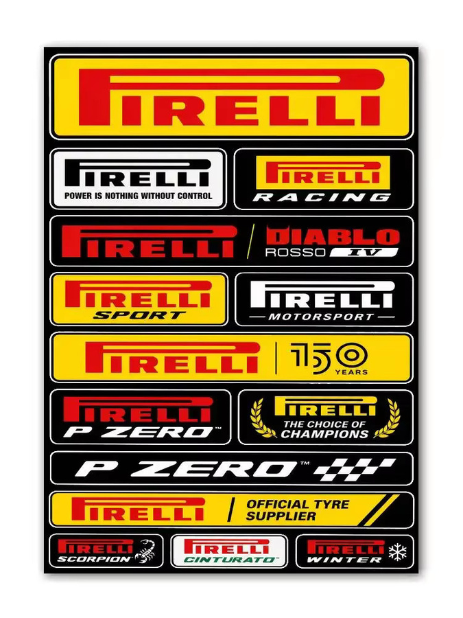 PIRELLI Graffiti Aufkleber aus wasserfestem PVC in Multicolour für Auto, Motorrad, Skateboard und Helm - Bild 3