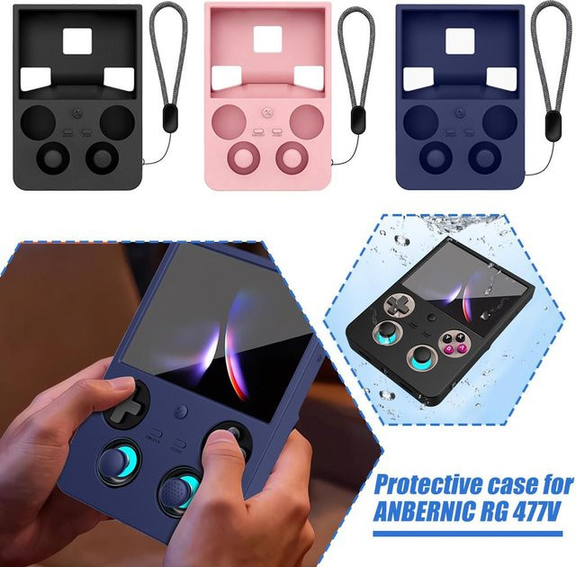 Anbernic RG 477V Silikonhülle in Retro-Optik, kratzfeste Schutzhülle für deine Handheld-Spielkonsole in Pink und Multicolour - Bild 1