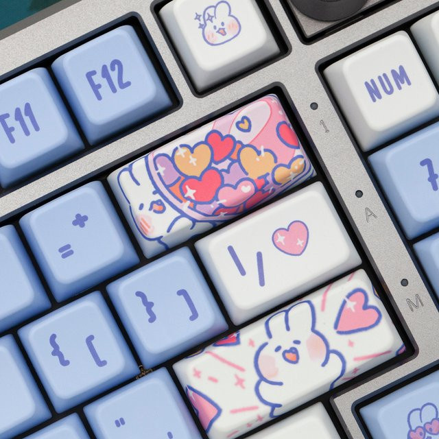 KPREPUBLIC Hasen-Tastenkappen mit Sublimationsdruck aus dickem PBT MDA für mechanische Tastaturen, Multicolor - Bild 1