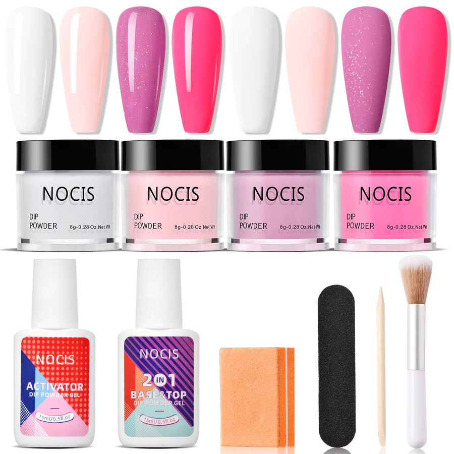 NOCIS Dipping Nail Powder Set, Weiß, Nude, Glitzer, Glänzend - Bild 2