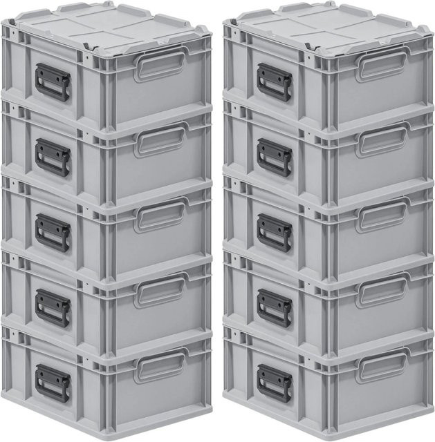 PROREGAL Spar Set 10x Eurobox Nextgen Portable Transportbehälter Grau H x B x T: 18,5 x 40 x 30 cm, 16 Liter - Bild 1