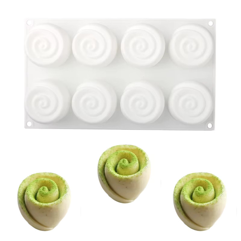 Rose Planet Silikon Backform Set mit Rose und Bienenstock Design in Weiß für Kuchen, Mousse, Dessert oder DIY Kerzen und Seifen - Bild 2