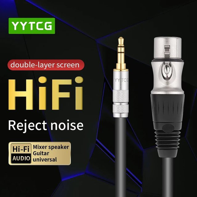 YYTCG Mikrofonkabel Schwarz: XLR 3-Pin Stecker auf 3,5 mm Stereo-Klinke, abgeschirmtes Kabel mit 3,5 mm Buchse - Bild 1
