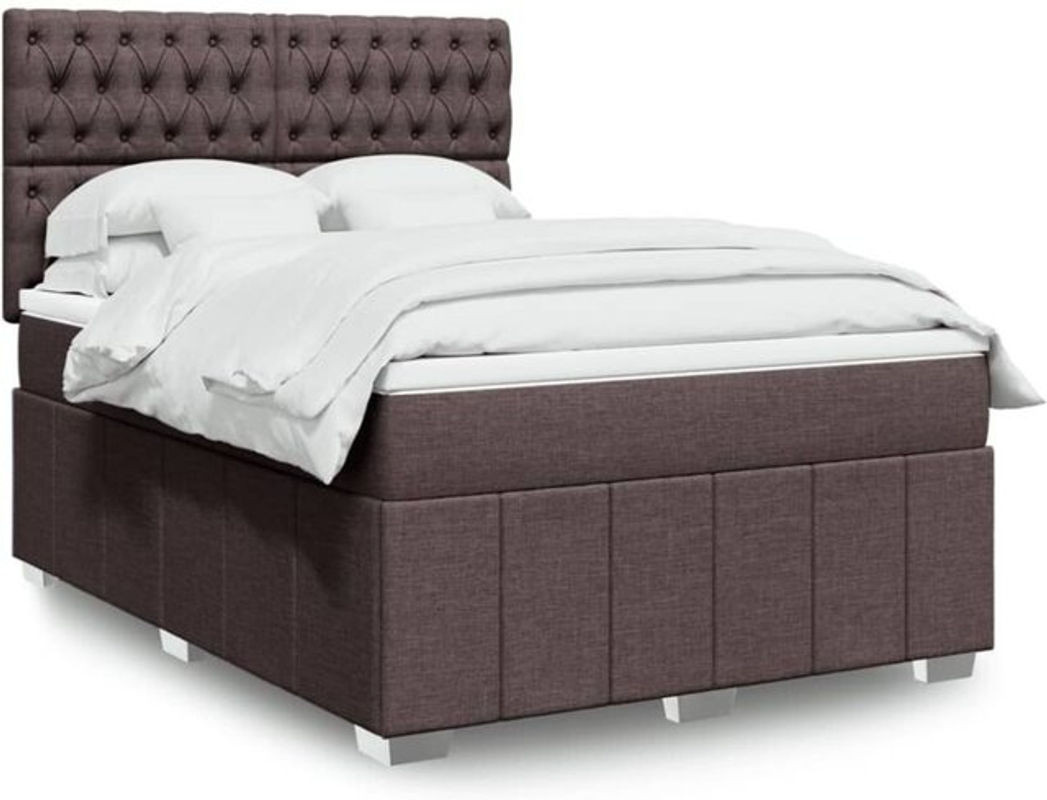 Vidaxl Boxspringbett mit Matratze in Braun aus Stoff, B/T/H: 140 x 200 cm - Bild 1