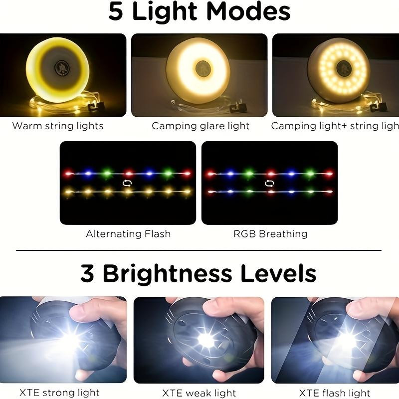 YC Direct Camping Lichterkette RGB mit 8 Beleuchtungsmodi, 10m Outdoor-Lichterkette mit USB-Aufladung in Weiß und Multicolour - Bild 5