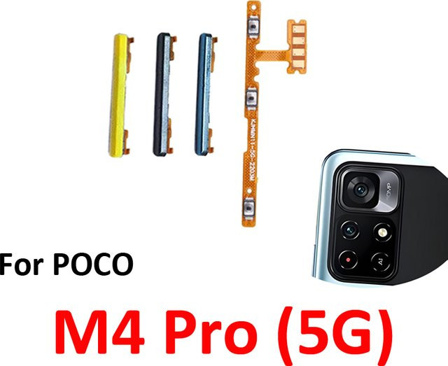 Xiaomi Pocophone Poco M4 Pro 5G Lautstärketasten und Ein/Aus-Flexkabel Reparaturset in Grau - Bild 1
