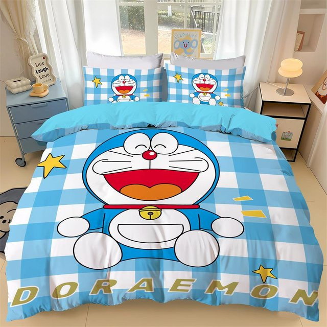 Lodestar Bettwäscheset Doraemon mit 3D-Druck, Blau, Bettwäscheset bestehend aus Bettbezug und Kissenbezügen, B/T/H: 200 x 200 cm - Bild 1