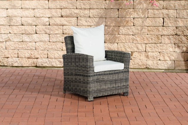 TPFGarden Sessel Fino in Cremeweiss und Grau-Meliert aus Rattan und Metall für deinen Garten - Bild 1