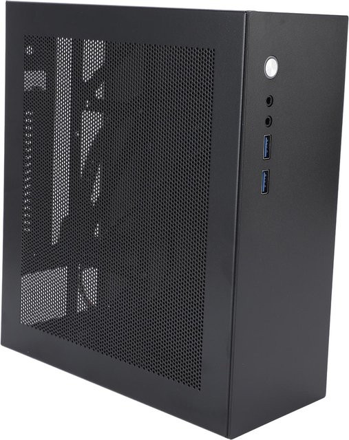 Aimo Gaming PC-Gehäuse Tower mit Mesh-Design und USB-C-Anschluss in Schwarz für Mini-ITX-Motherboards - Bild 1