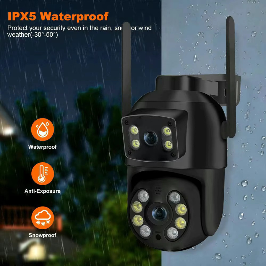 DDBROUGEN 8MP 4K PTZ Wifi Outdoor Sicherheitssicherheit IP Kamera mit Dual Objektiv, Dual Bildschirmen und AI Menschlicher Erkennung in Schwarz - Bild 3
