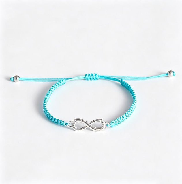 Freundschaftsarmband Unendlichkeitssymbol, handgeknüpftes Seil, pfau blau, Unisex, 16.5-28cm - Bild 1