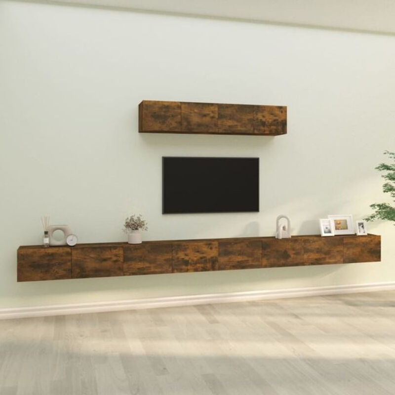 Vidaxl 6-teiliges TV-Schrank-Set aus Holzwerkstoff in Räuchereiche Braun im modernen klassischen Design - Bild 1