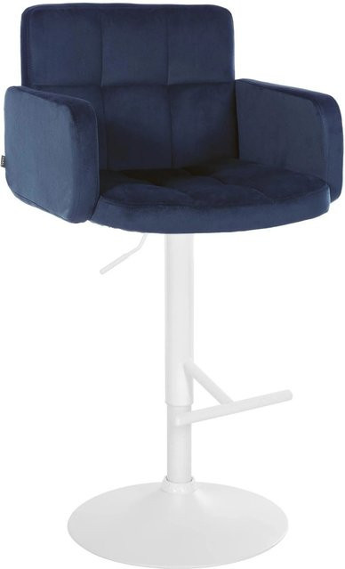 DELUKE Barhocker SUTUN aus Samt in Blau mit Lehne, drehbar, B/T/H: 60 x 56 x 93 cm - Bild 1