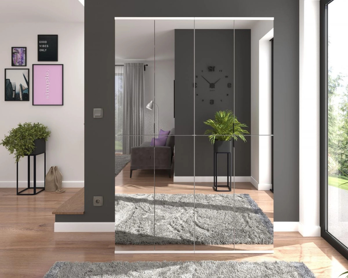 Inn.Furn Garderobenschrank SystemX in Weiß mit Spiegel, Breite: 61 cm, Tiefe: 34 cm, Höhe: 193 cm - Bild 2