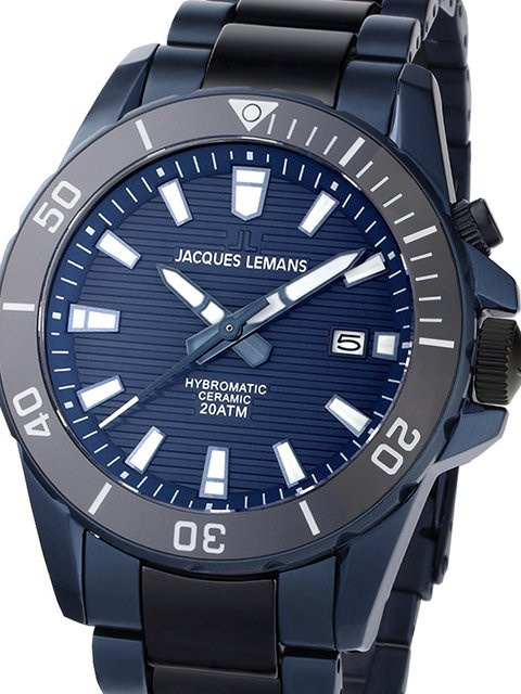 Jacques Lemans Herrenuhr, Quarz, Edelstahl, Blau, 42 mm, 20 ATM - Bild 1