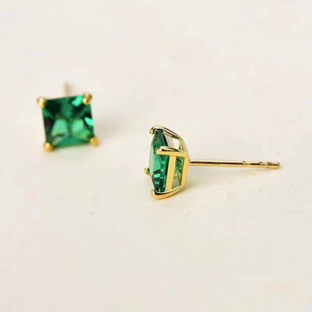Lucky Star Jewelry Ohrstecker 925 Silber, Diamant, Smaragd, Damen - Bild 1