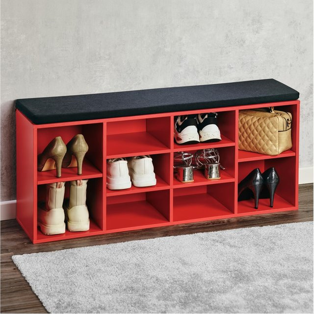 Kesper Schuhschrank mit Sitzkissen aus Stoff in Rot - Bild 1