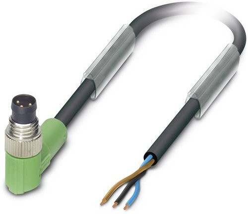 Phoenix Contact 1681703 Sensor-Aktor-Steckverbinder M8 Stecker gewinkelt in Schwarz und Grau mit 3 Polen und 3,00 m Kabellänge - Bild 1