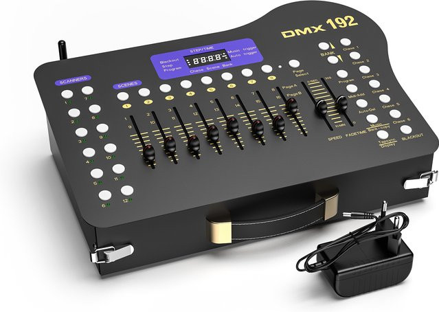 U'King 192 DMX-Kanal-Konsole Schwarz mit MIDI-Operator und kabelloser DMX512-Lichtsteuerung für DJ, KTV und Club, B/T/H: 36,0 x 21,0 x 10,0 cm - Bild 1