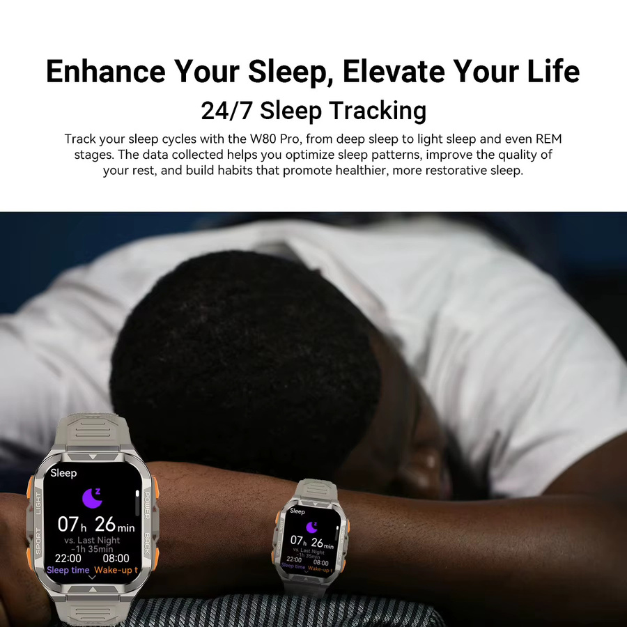 Blackview W80 PRO Smartwatch für den Außenbereich mit GPS, 1,91 Zoll Display und Taschenlampe in Schwarz oder Beige - Bild 4