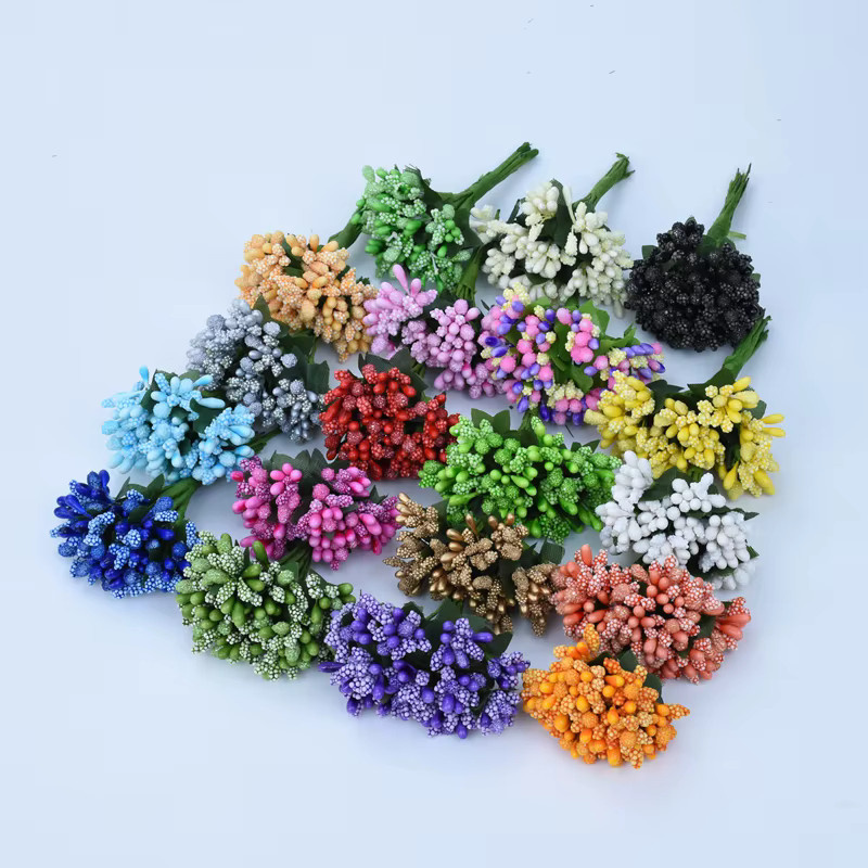 12-teiliges Set dekorative Blumenkränze von TTCY, künstliche Staubblatt-Pflanzen in Multicolour für Hochzeit, Weihnachten und Scrapbooking - Bild 3