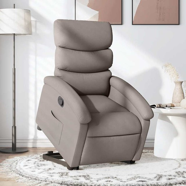 vidaXL Relaxsessel mit Aufstehhilfe in Taupe, Stoffbezogener Senioren-Sessel mit Armlehnen - Bild 2