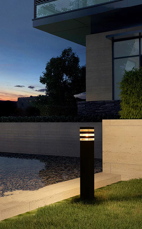Ynhaw Klassische Outdoor Gartenleuchte aus Metall in Schwarz mit transparentem Glas und E27 Fassung - Bild 6