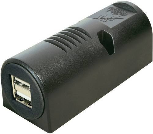 ProCar USB-Aufbau-Doppelsteckdose mit USB-A Anschluss in Schwarz, 12V/24V zu 5V, max. 5A Belastbarkeit - Bild 1