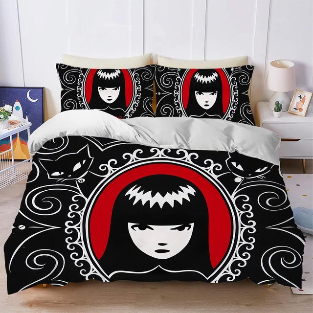 3-teiliges Bettwäsche-Set E-Emily The Strange Buch aus weicher Mikrofaser in Schwarz, B/H: 230 x 220 cm - Bild 1