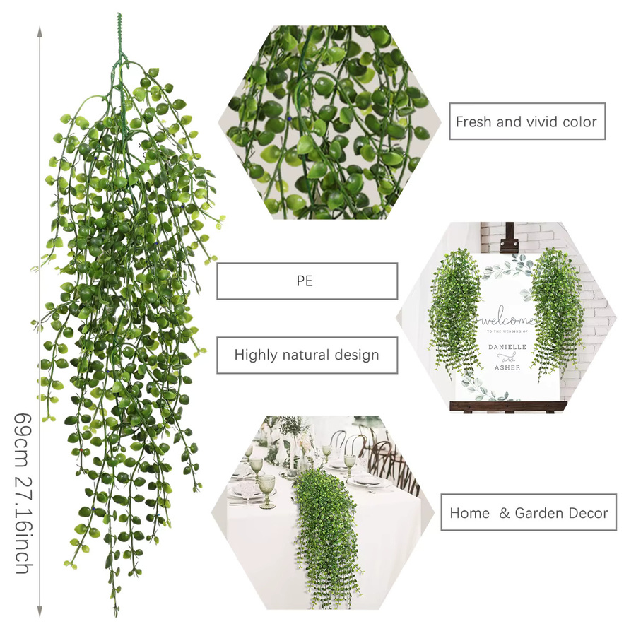 Xiya Künstliche Eukalyptus-Girlande als hängende Pflanze in Grün aus Kunststoff für Garten und Home Deco - Bild 2