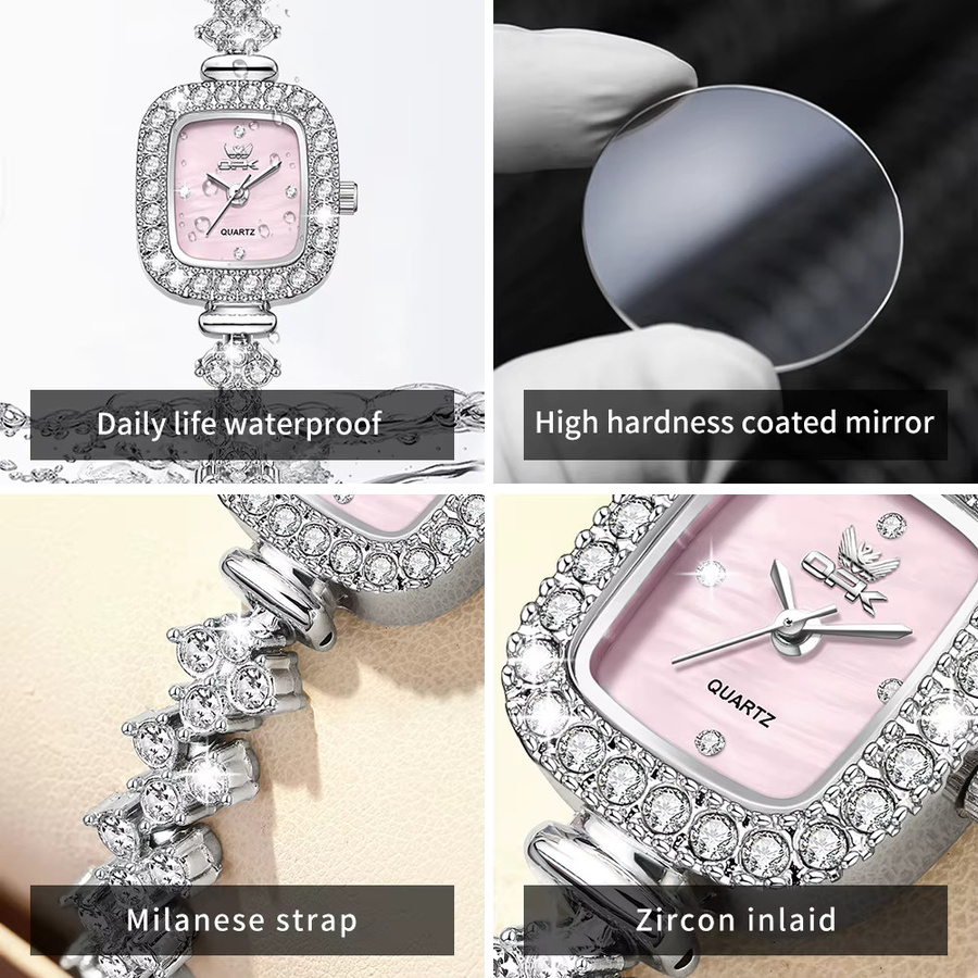 OPK Armbanduhr, Diamant, Zirkonia, Quarz, Silber, Milanaise, Damen - Bild 3