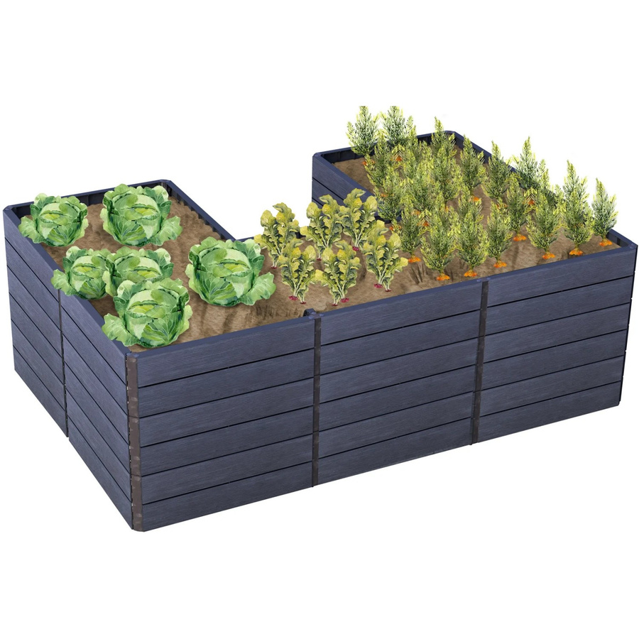 Garantia Hochbeet-System U L Ergo Quadro aus Recyclingkunststoff in Anthrazit-braun, B/T/H: 240 x 75 x 160 cm - Bild 2