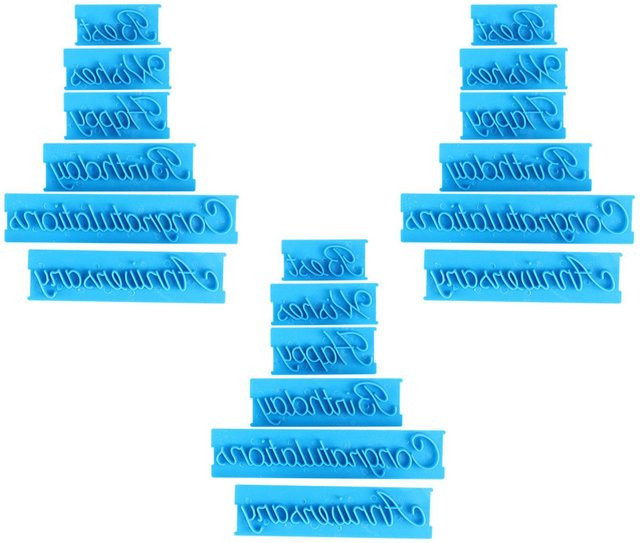 3er Set Handschrift Buchstaben Kuchen Präger aus Kunststoff in Blau von TOMTOP JMS - Bild 1