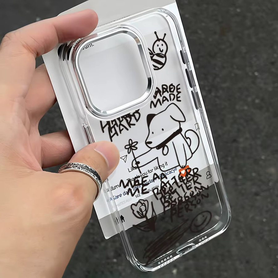 Transparente Monster-Handyhülle mit Schwarz-Weiß-Design für iPhone 11 bis iPhone 17 Pro Max, Stoßfeste Luxus-Schutzhülle - Bild 3