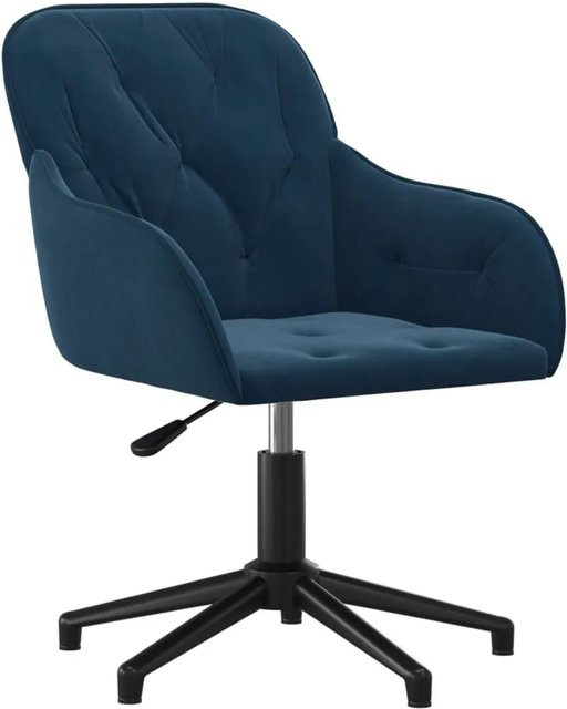 vidaXL Bürostuhl aus Samt in Blau mit Armlehnen und 360-Grad-Drehfunktion, Höhe: 80 cm, Breite: 61,5 cm, Tiefe: 56 cm - Bild 1