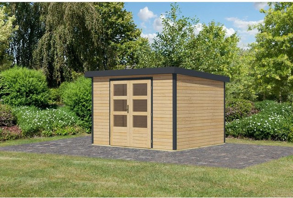 Karibu Gartenhaus Diego 5 A in Naturbelassen und Anthrazit mit B/T/H: 298 x 209 x 242 cm