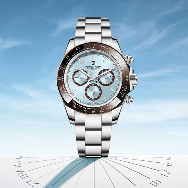 PAGANI DESIGN Chronograph Armbanduhr, Quarz, Edelstahl, Blau, Herren - Bild 1