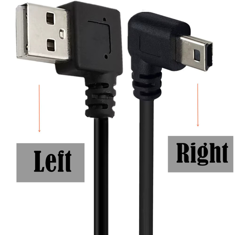MACDOT USB 2.0 Kabel Typ A auf Mini-B mit doppeltem 90-Grad-rechtwinkligem T-Anschluss in Schwarz - Bild 2