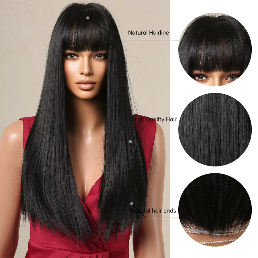 HAIRCUBE Perücke, synthetisch, schwarz, lang, glatt, Damen - Bild 2